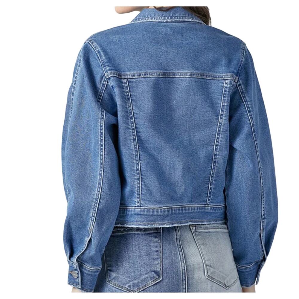 North West Blue Womens Balloon Sleeve Jean Jacket Size Large